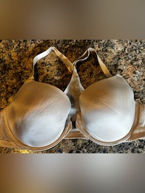 Spanx size 36D Pillow Cup Push Up Plunge Bra underwire smooth beige Front Close
